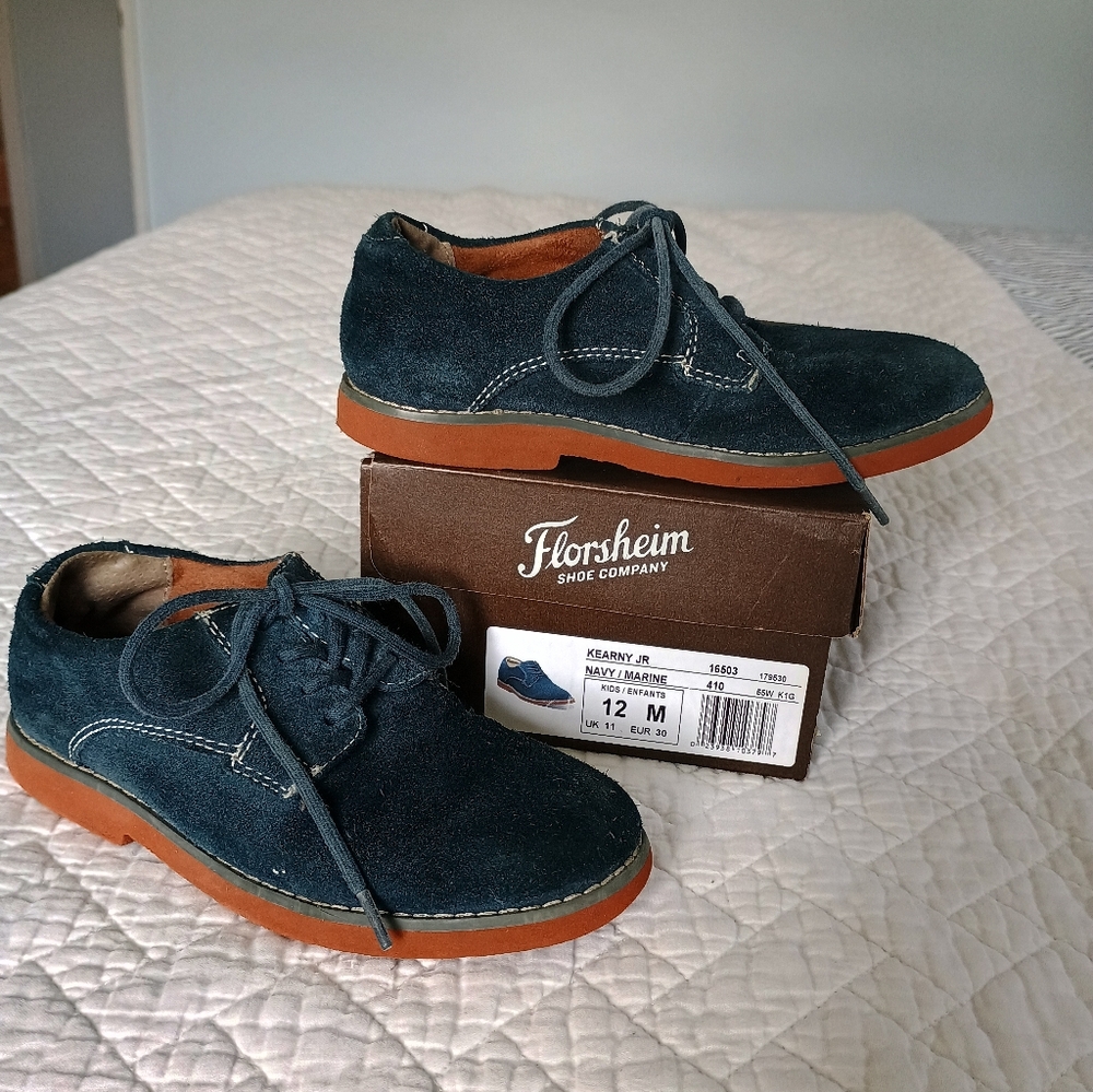 Florsheim Navy Suede Dress Shoes Boys Size 12Y